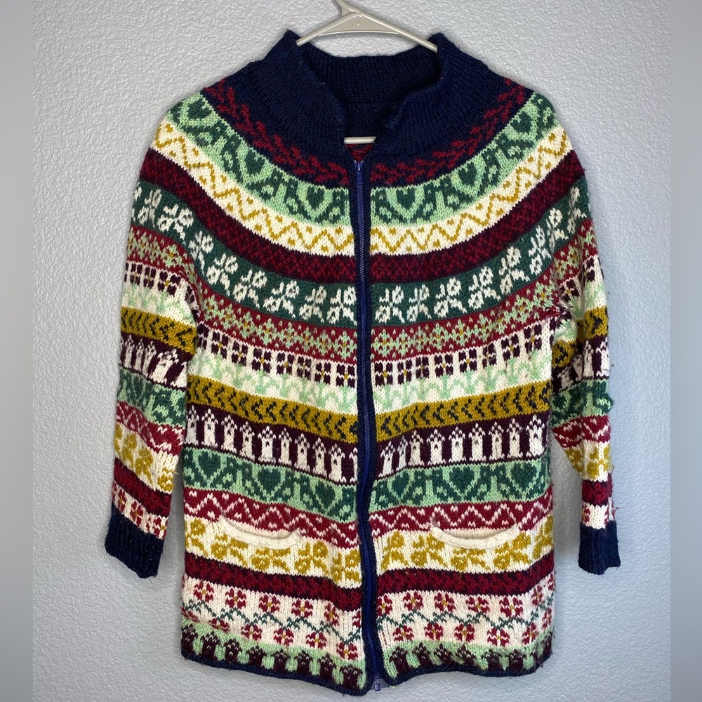 Handmade Wool Zipper Cardigan Sweater